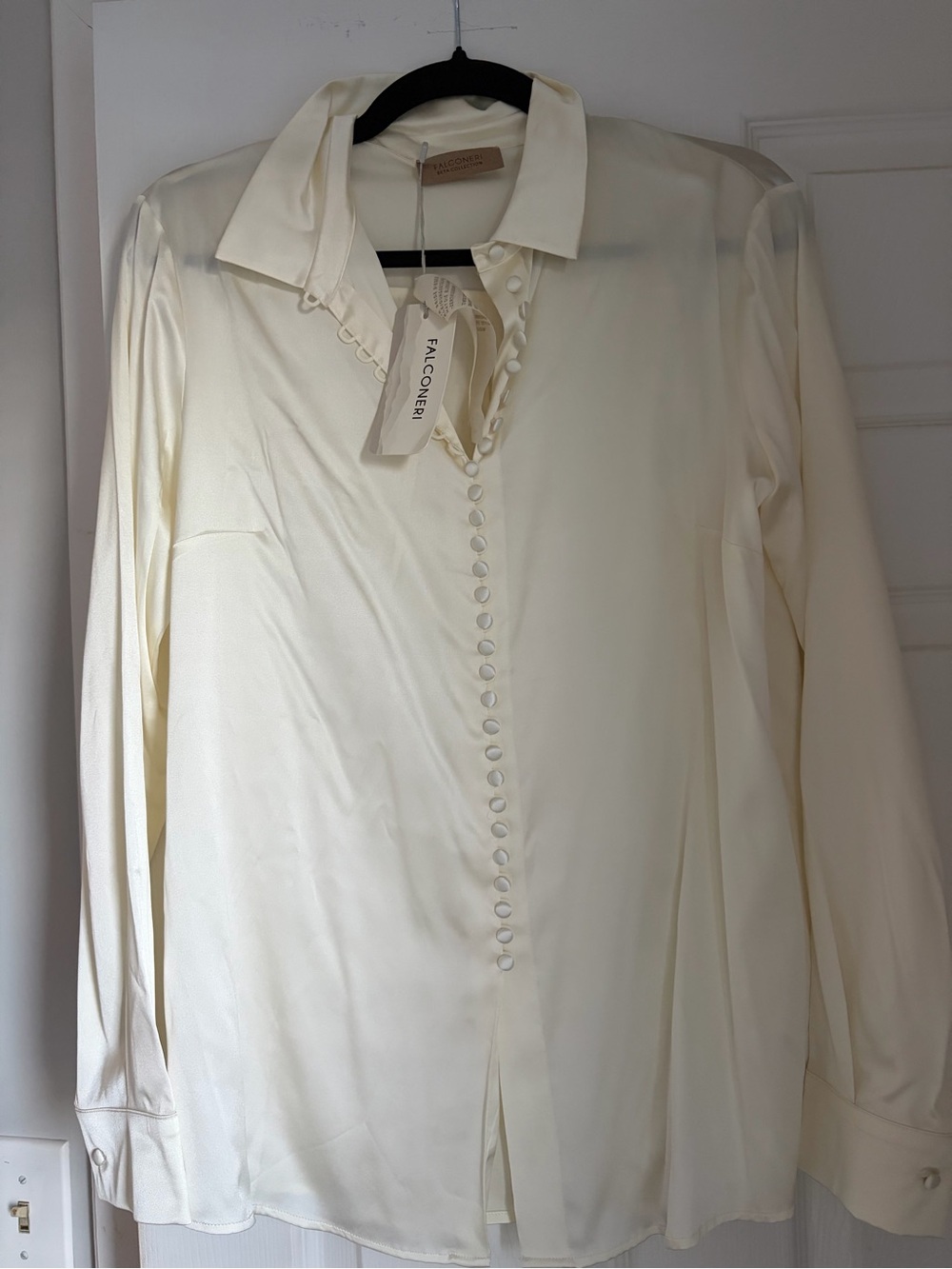 Falconeri Cream Button-Front Silk Blend Shirt